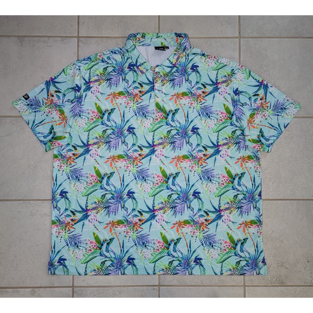 Sunday Swagger Men's 4XL Polo Shirt Tropical Golf Floral Stretch Performance